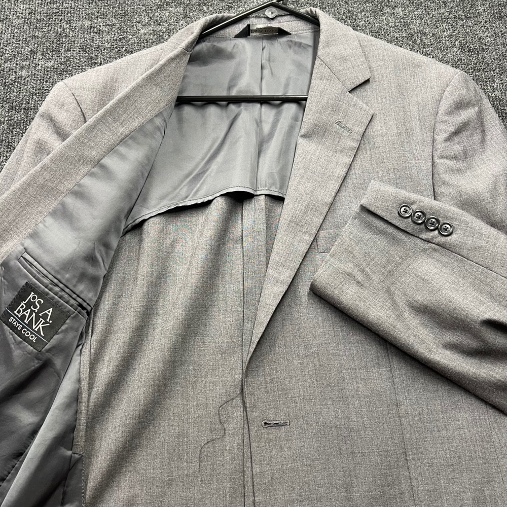 Jos. A. Bank Stays Cool Gray Wool Blend Suit Jacket Blazer 41R 01191